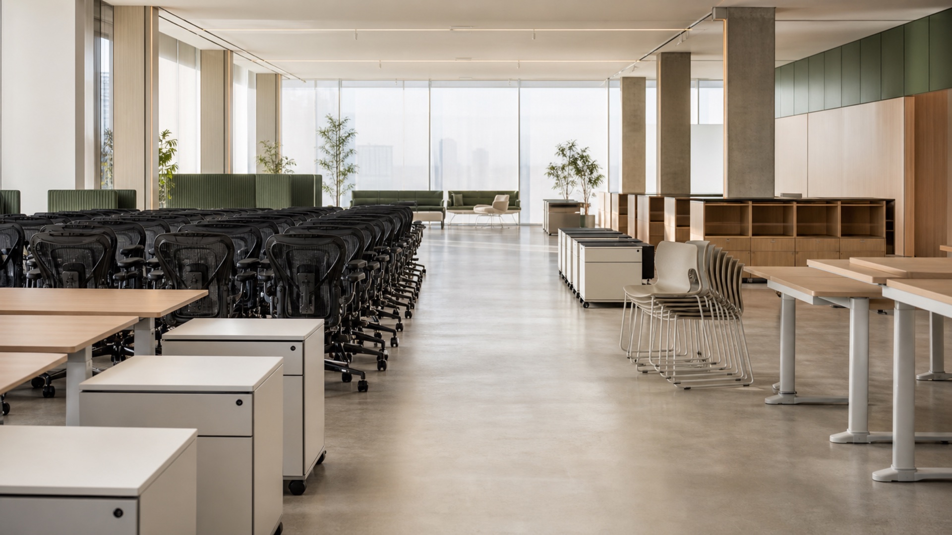 Office furniture in a modern workspace
