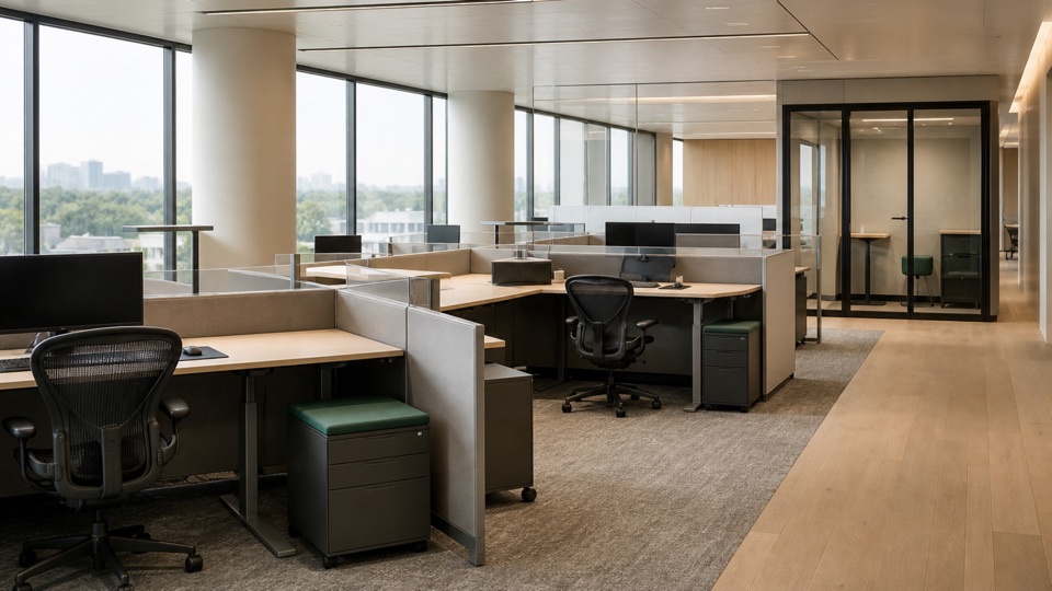 Clean workstation setup in a modern office