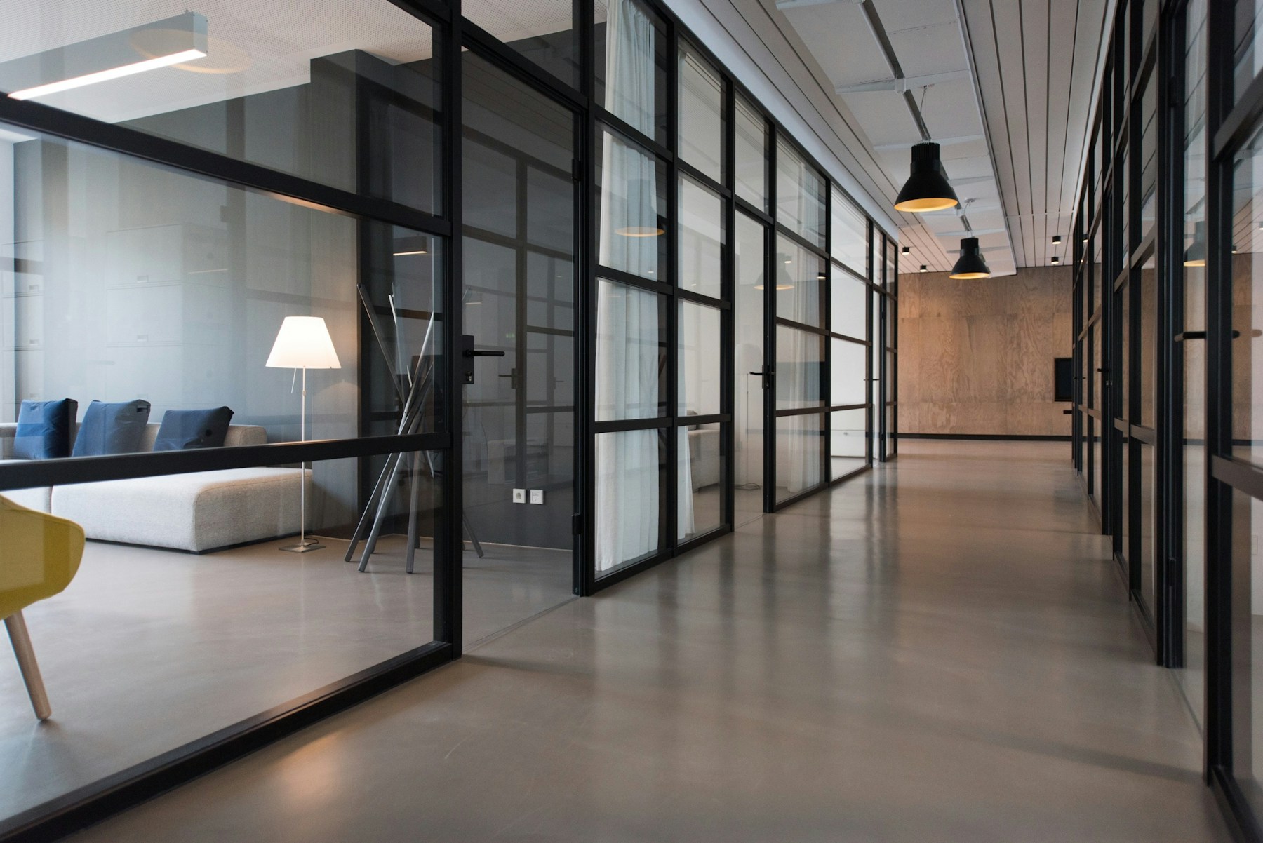 Professional office workstations in a modern commercial space